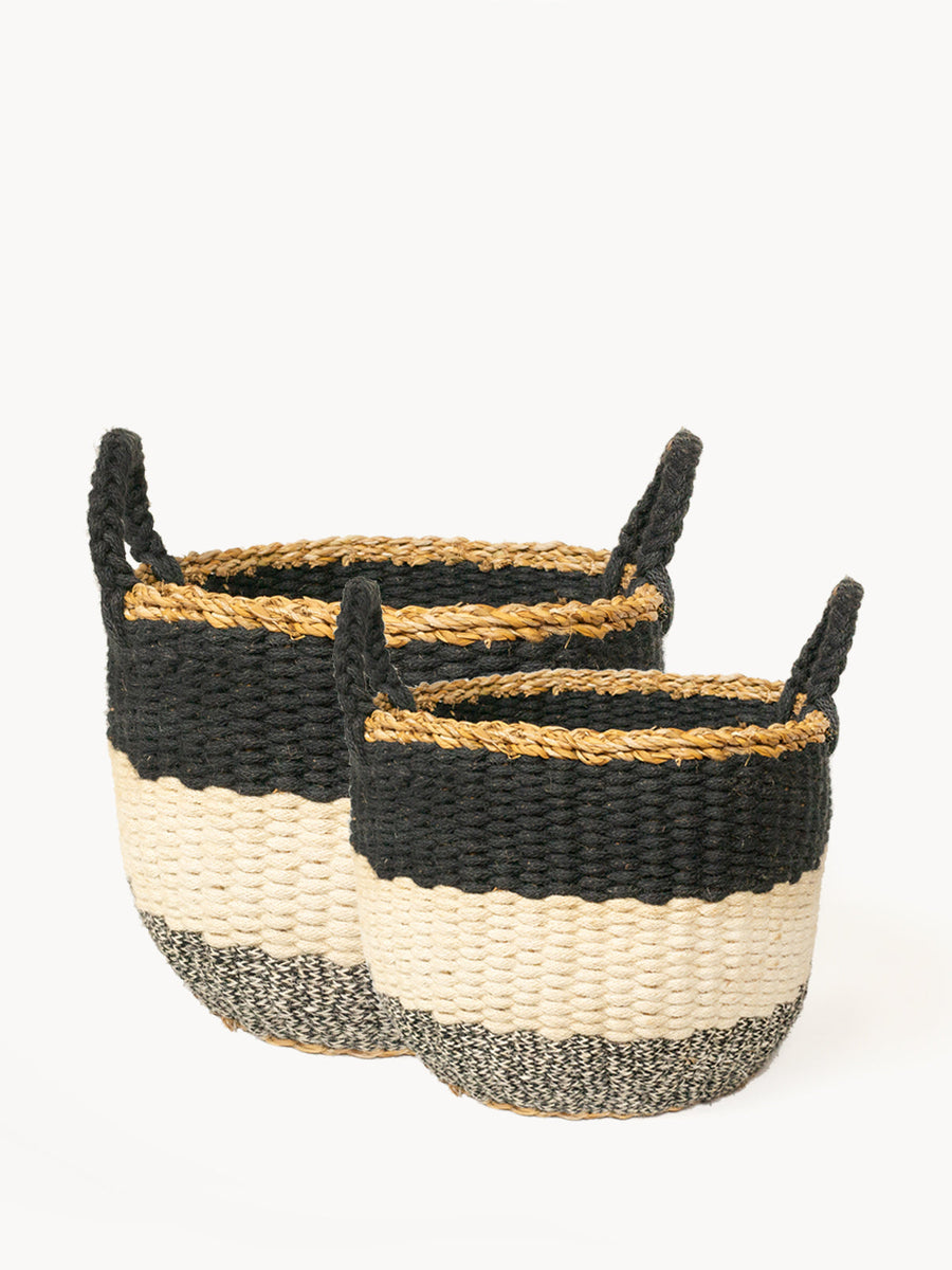 Ula Stripe Basket - Black-0