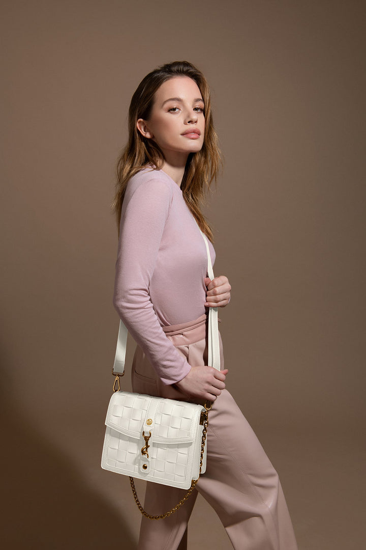 Daisy White Vegan Shoulder & Crossbody Bag-8