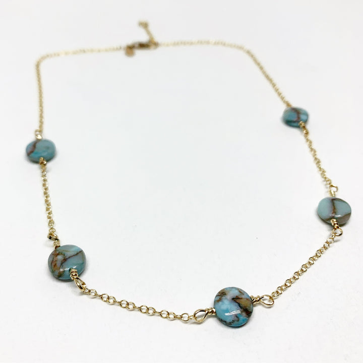 Turquoise Disc Choker Necklace-1