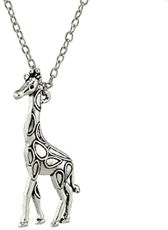 Giraffe Large with Body Spots Three Legs on Silver Chain Necklace-1