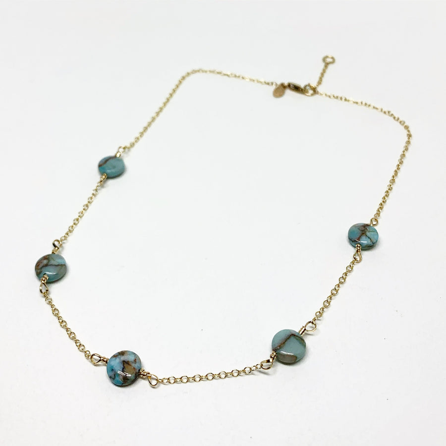 Turquoise Disc Choker Necklace-0