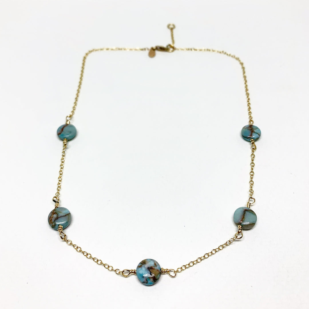 Turquoise Disc Choker Necklace-2