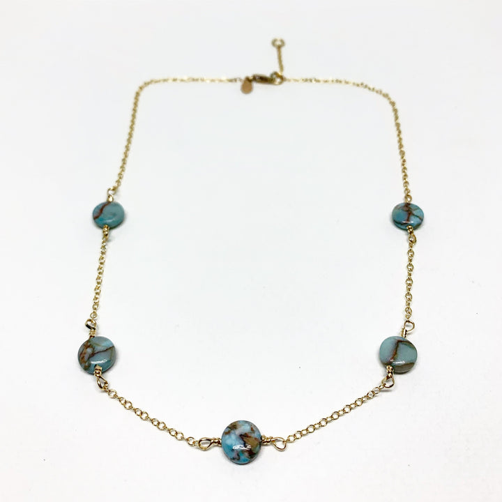 Turquoise Disc Choker Necklace-2