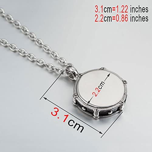 EPJ Snare Drum Charm Stainless Steel Chain Necklace Bundled with Drum Sticks Small Drumming Instruments Charm Keychain-5