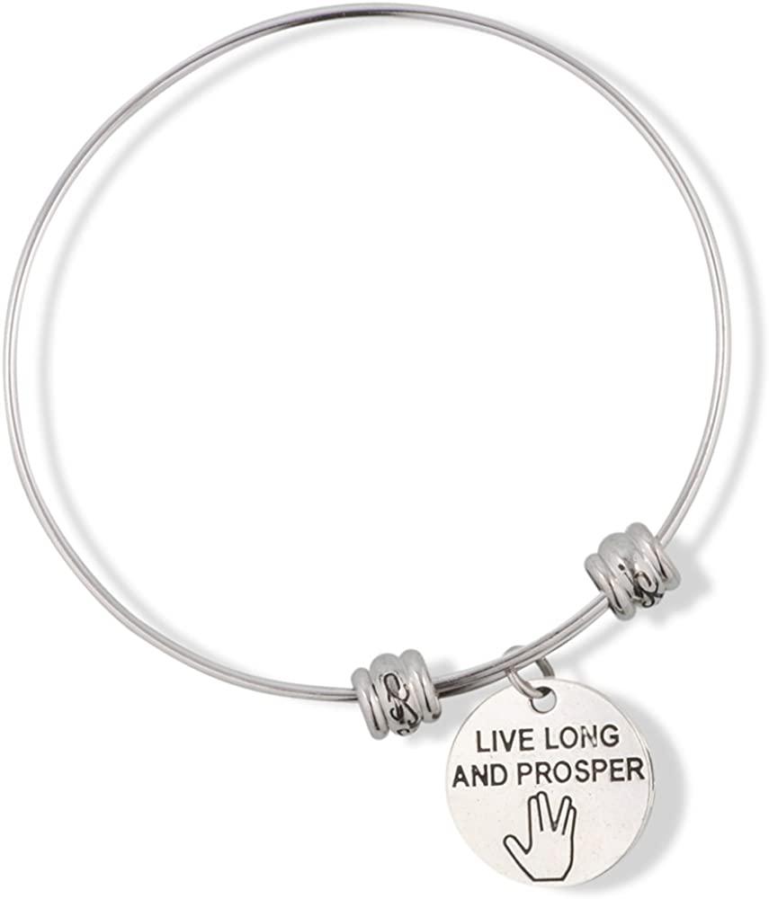 EPJ Live Long and Prosper Text Fancy Charm Bangle-0