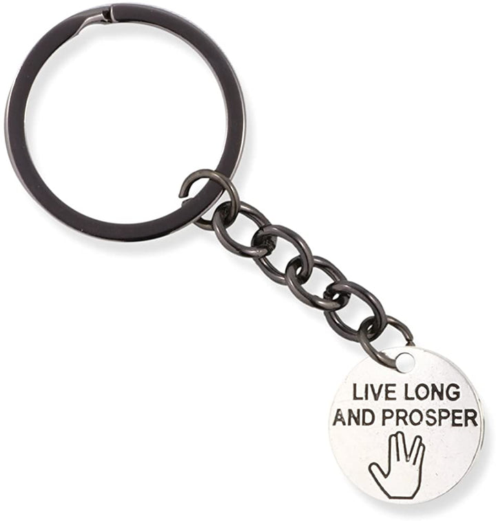 EPJ Live Long and Prosper Text Charm Keychain a Star Trek Keychain Makes Great Star Trek Gifts and Star Trek Merchandise of Famous Dr Spock Saying is Great StarTrek Gifts and Star Trek-0