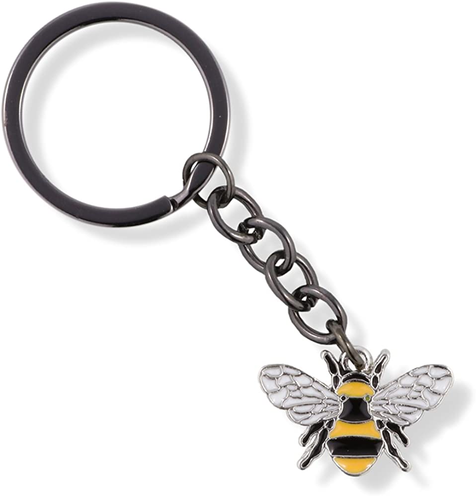 EPJ Bee Jewelry Bee Keychain Gifts for Women Men Girls Boys Kids Honeycomb Jewellery Accessories Decor Bumblebee Honey, Silver, Medium-0