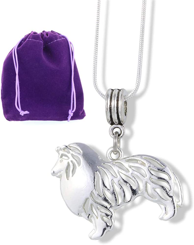 Collie Necklace | Dog Charm Snake Chain Pendant-0