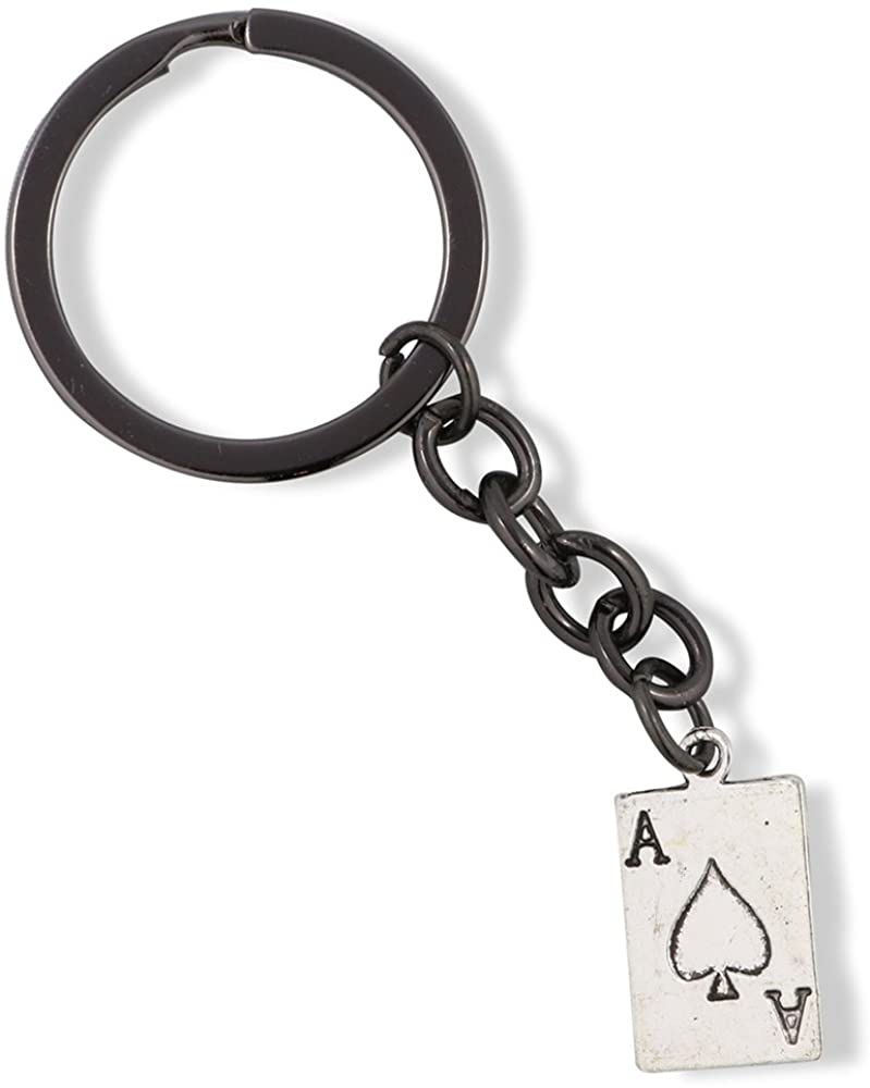 Ace of Spades Keychain Gift for Kids Women Men Girls and Boys Jewelry Playing Card Poker and Game Accessories-0