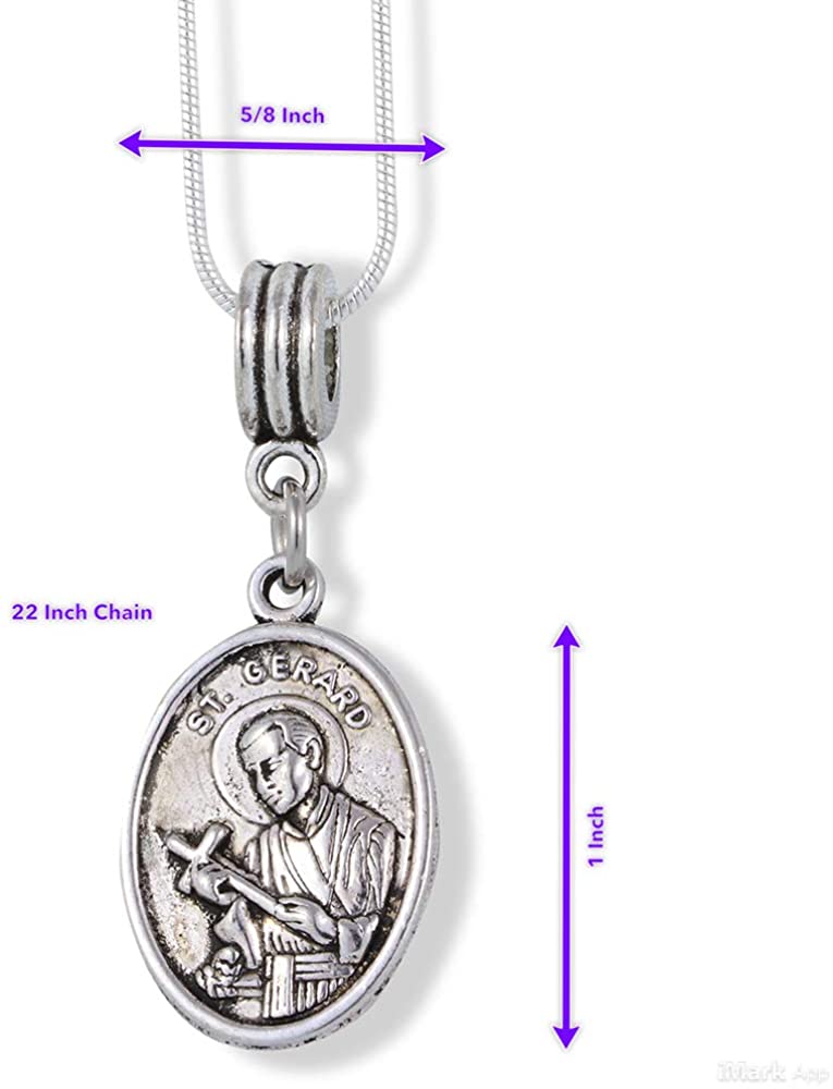 St Gerard Necklace for Pregnancy | Patron Saint of Pregnancy Charm Necklace St Gerard Pendant on a 22 inch Silver Plated Snake Chain Necklace with a Beautiful St Gerard Charm Fertility Charm for Women-3