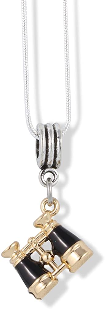 Binoculars Black and Gold Charm Snake Chain Necklace-0