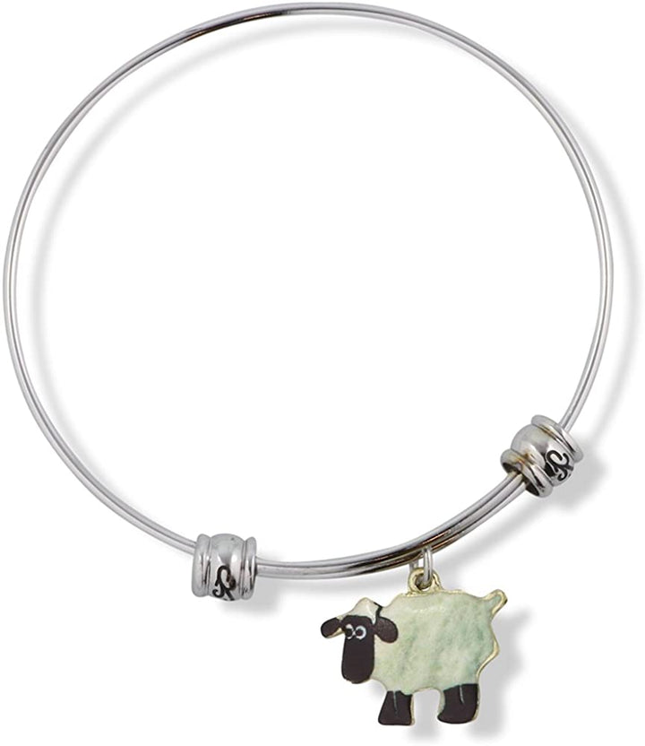 Sheep with Black head and green body Fancy Charm Bangle-0