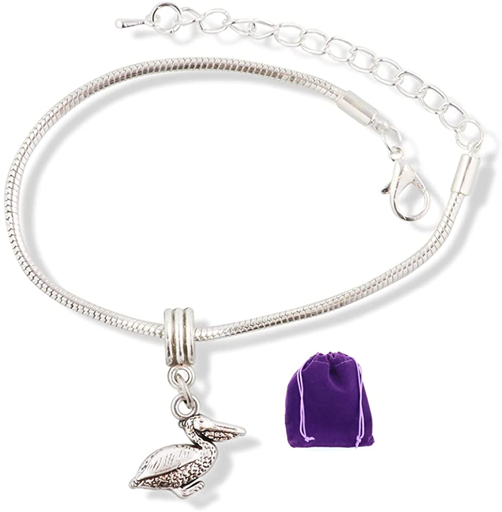 Pelican Bracelet | Bird Stainless Steel Snake Chain Charm Bracelet-0