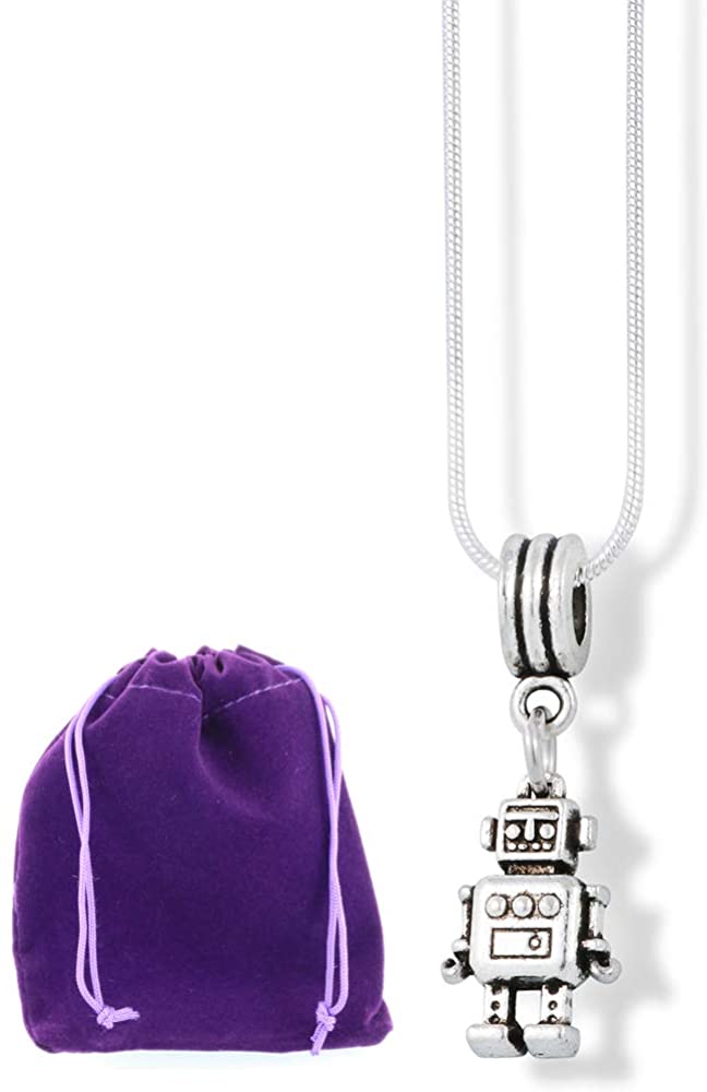 Robot Charm Snake Chain Necklace-0