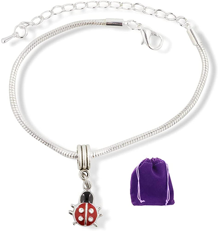 Ladybug Bracelet | Stainless Steel Snake Chain Charm Bracelet-0