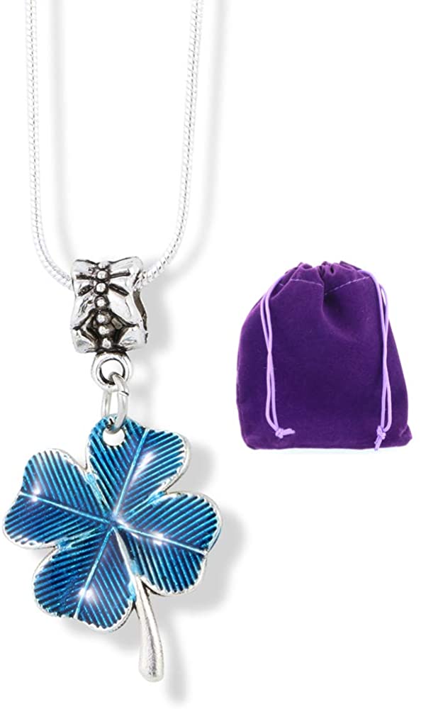 4 Leaf Clover Necklace | A Clover Necklace With A Blue Tint For A Lucky Clover Necklace Jewelry Makes Great Clover Necklaces For Women And Men with a Beautiful Four Leaf Clover Charm-0