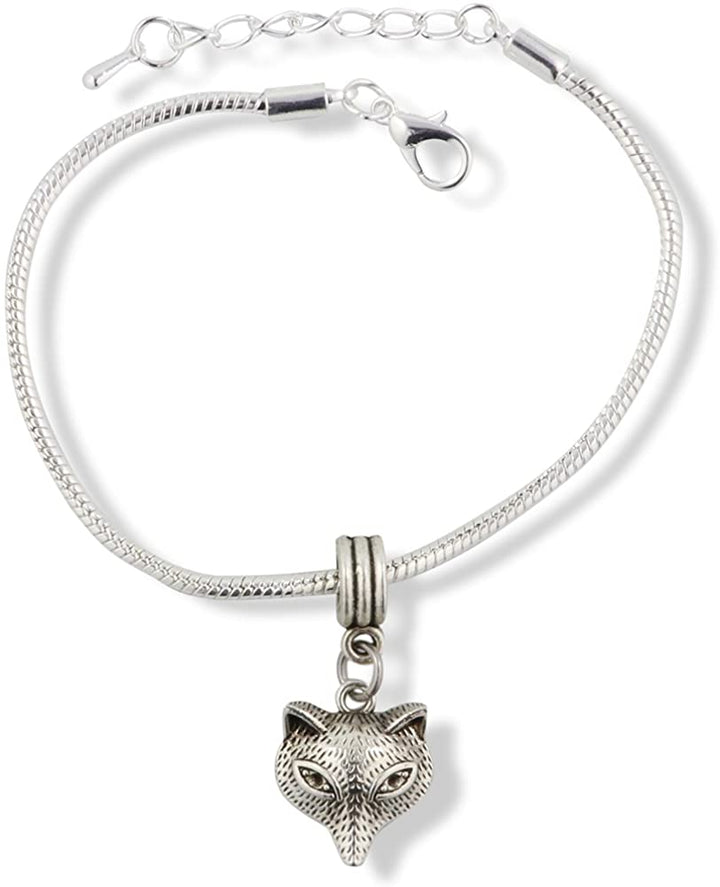 Fox Bracelet | Fox Head Snake Chain Stainless Steel Charm Bracelet-0