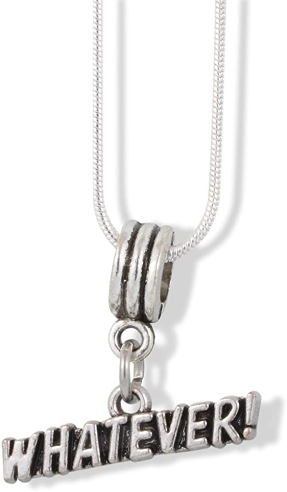 EPJ Whatever Necklace | Text Charm Snake Chain Pendant-0