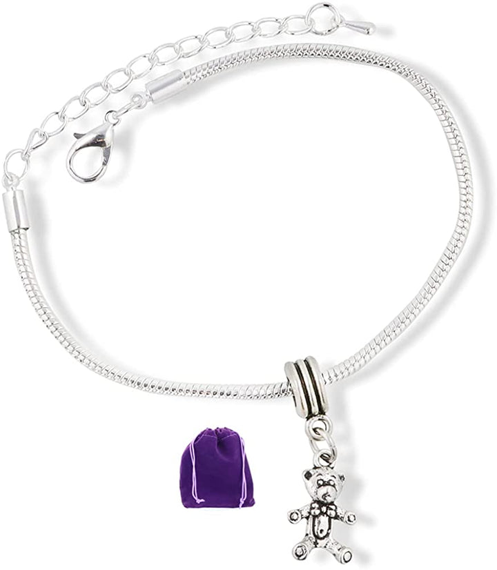 Teddy Bear Bracelet | Stainless Steel Snake Chain Charm Bracelet-0