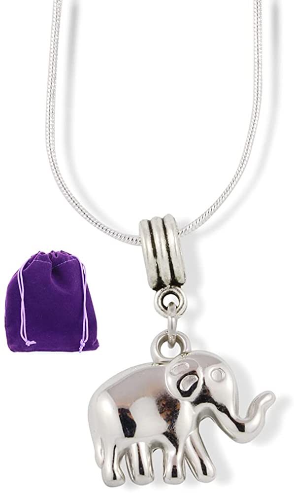 Elephant ( 3D ) Charm Snake Chain Necklace-0