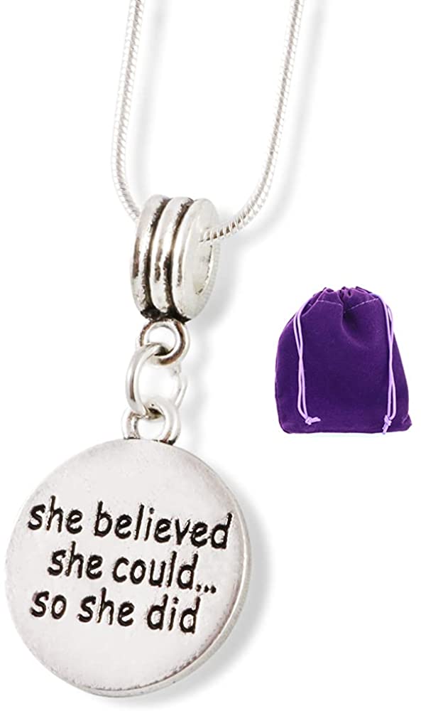 " She Believed She Could So She Did" Snake Chain Necklace-0