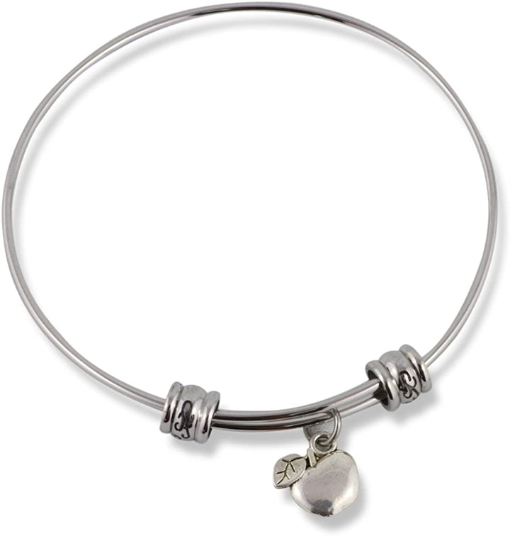 Apple with one Leaf Fancy Charm Bangle-0