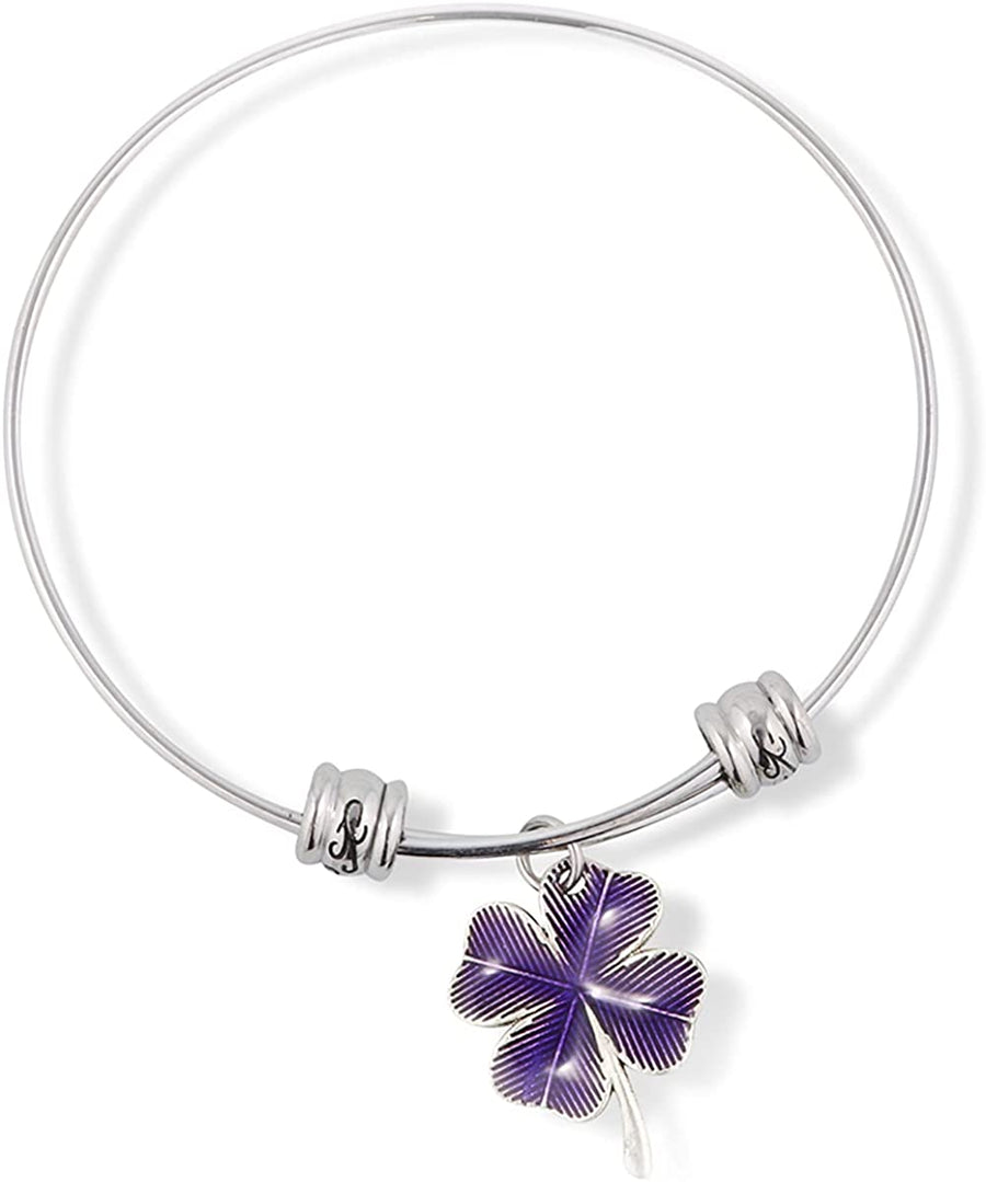 Emerald Park Jewelry Four Leaf Clover with Purple Tint Charm Snake Chain Necklace-0