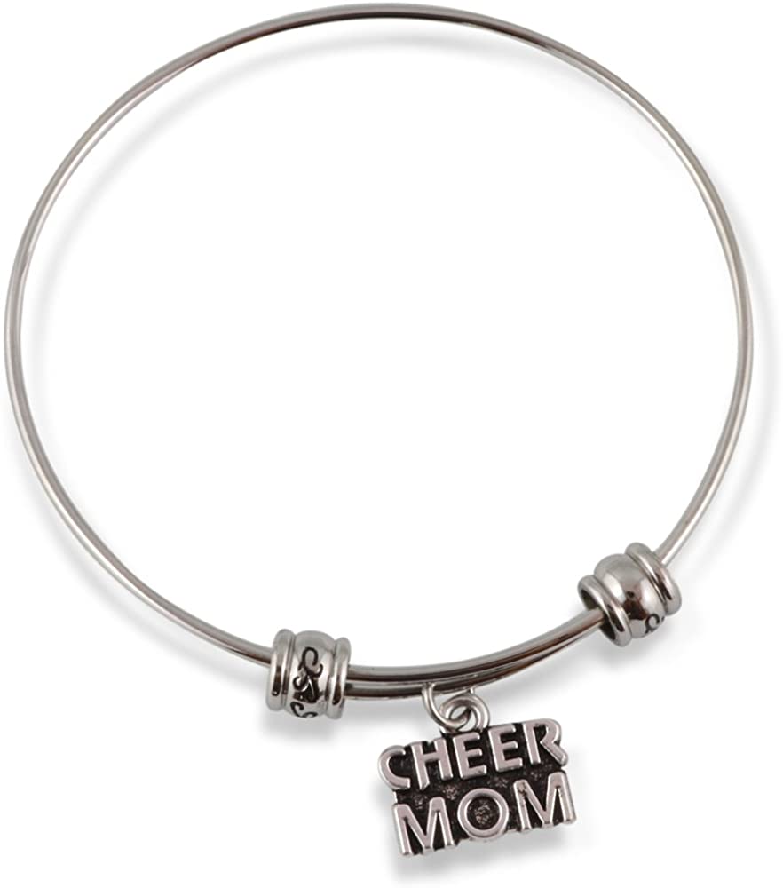 Emerald Park Jewelry Cheer Mom Text Fancy Bangle-0