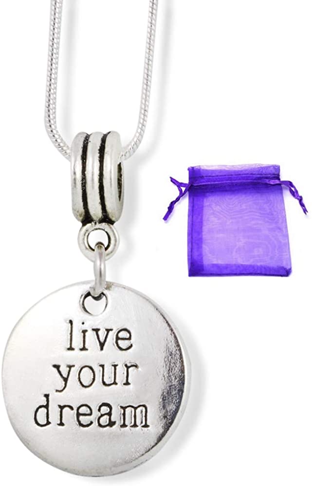 Live Your Dream Necklace | Charm Snake Chain Pendant-0