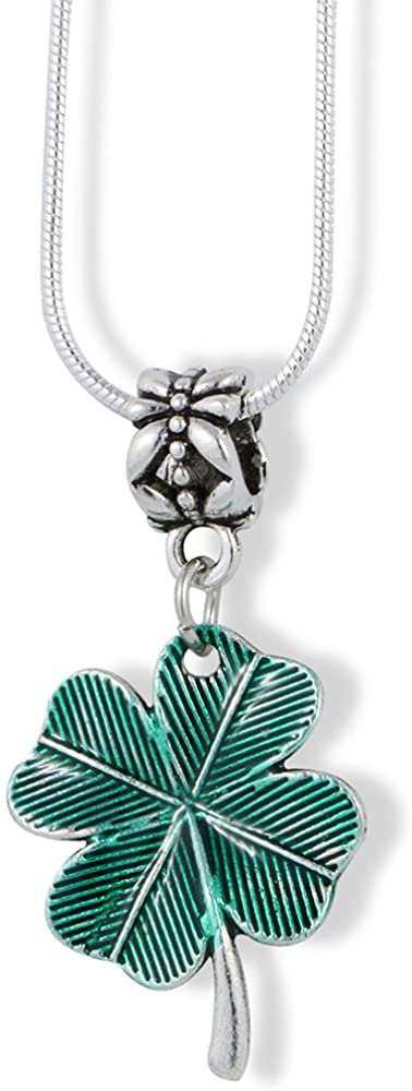 Emerald Park Jewelry Clover Necklace | Green Tint Charm Snake Chain Pendant-0