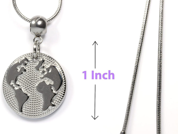 Earth Necklace - A Planet Necklace and Cute Graduation Necklace or Earth Globe Necklace and Earth Jewelry or World Map Jewelry for Women and Men as Cute Graduation Gift or travel themed jewelry-3