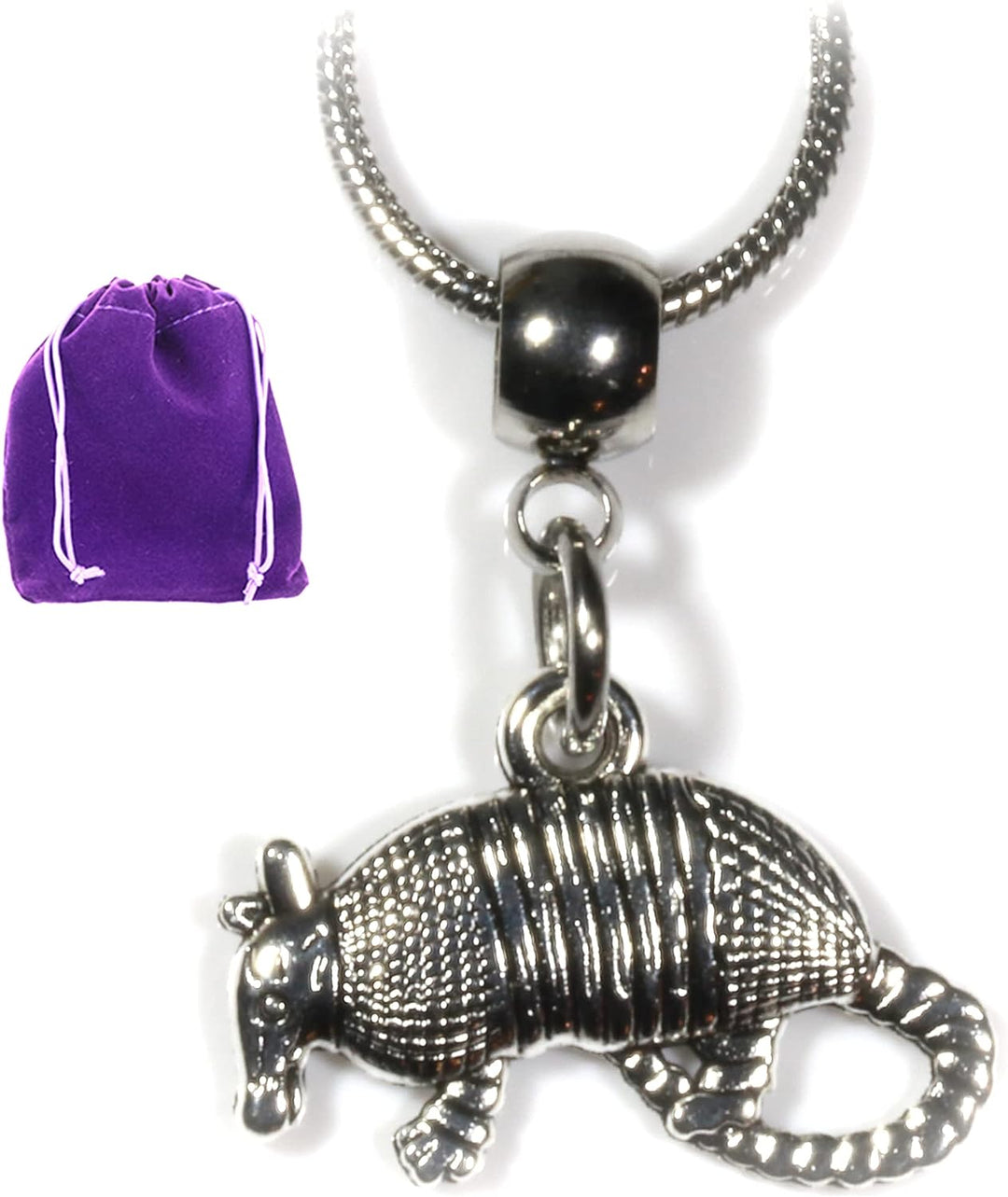 Armadillo Necklace - Armadillo Gifts and Souvenirs as Great Armadillo Jewelry Stainless Steel Snake Chain or Armadillo Ornament for the Armadillo Elite and Armadio Portatile as Mighty the Armadillo-0