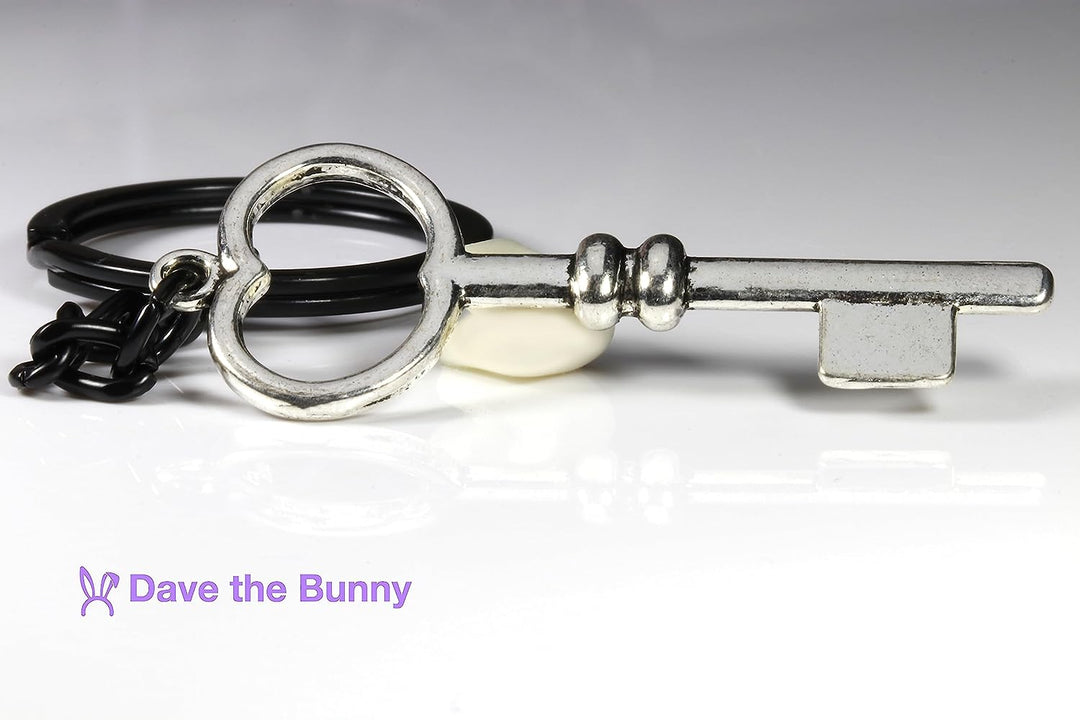 Dave The Bunny Skeleton Key Keychain - Skeleton Key Decor with a Vintage Key Keyring-2