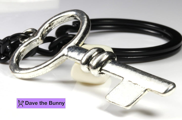 Dave The Bunny Skeleton Key Keychain - Skeleton Key Decor with a Vintage Key Keyring-5