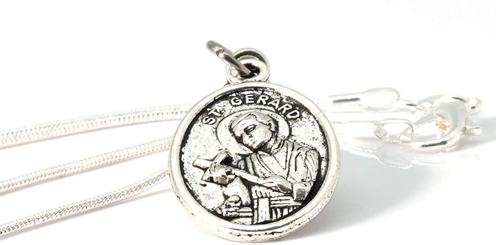 St Gerard Necklace for Pregnancy | Patron Saint of Pregnancy Charm Necklace St Gerard Pendant on a 22 inch Silver Plated Snake Chain Necklace with a Beautiful St Gerard Charm Fertility Charm for Women-1