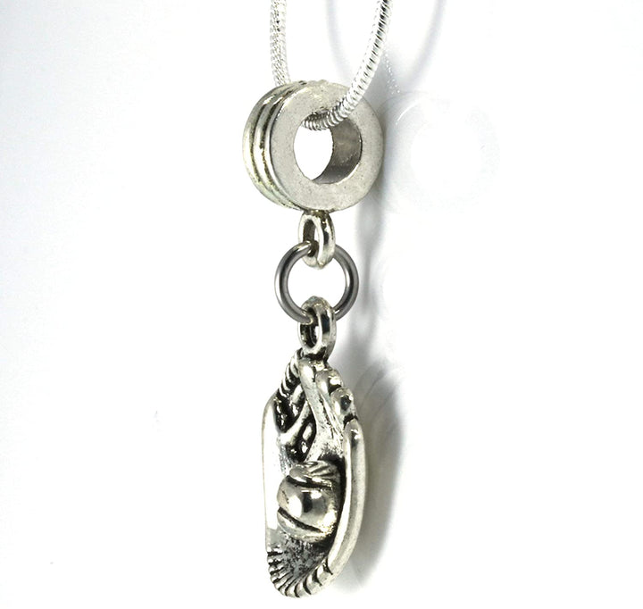 Baseball Necklace | Softball Glove Snake Chain Necklace-1