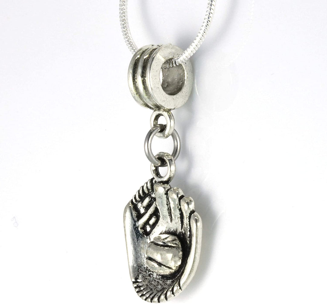 Baseball Necklace | Softball Glove Snake Chain Necklace-6