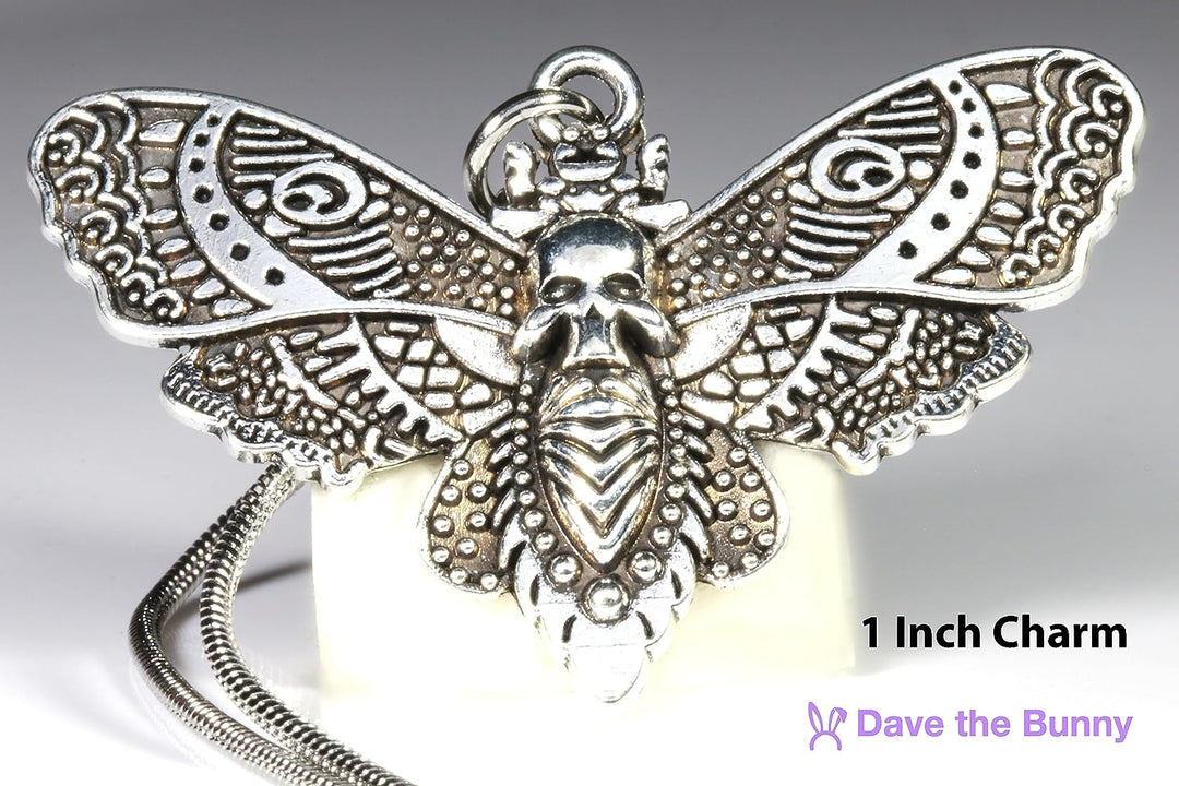 Dave The Bunny Gothic Jewelry for Men - Death Head Moth Necklace or Silver Butterfly Necklace for Women-2