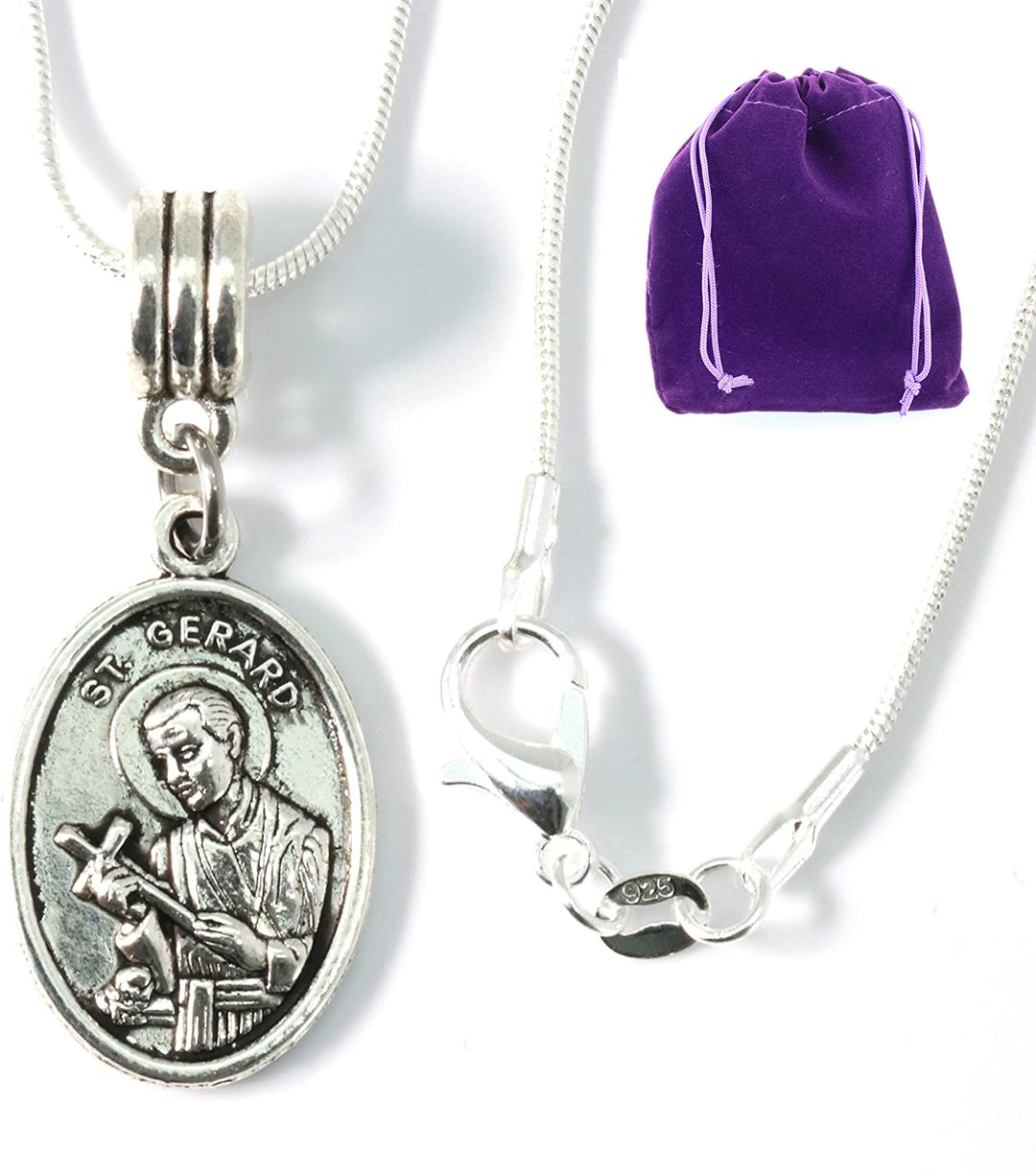 St Gerard Necklace for Pregnancy | Patron Saint of Pregnancy Charm Necklace St Gerard Pendant on a 22 inch Silver Plated Snake Chain Necklace with a Beautiful St Gerard Charm Fertility Charm for Women-0