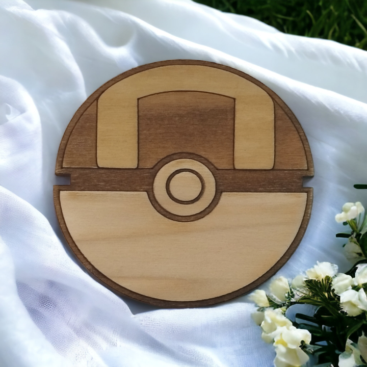 Set of 6 Pokeball Wooden Coasters - Handmade Gift - Housewarming - Wood Kitchenware-5