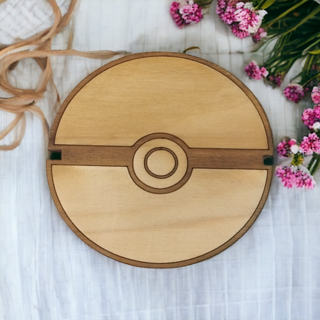 Set of 6 Pokeball Wooden Coasters - Handmade Gift - Housewarming - Wood Kitchenware-6