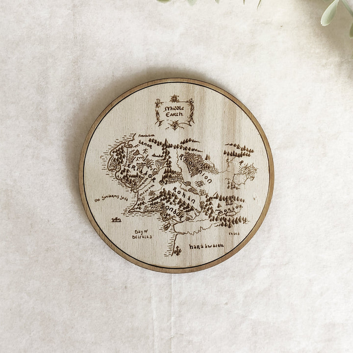 Set of 6 Lord of The Rings Wooden Coasters - Handmade Gift - Housewarming - Wood Kitchenware - LOTR-4