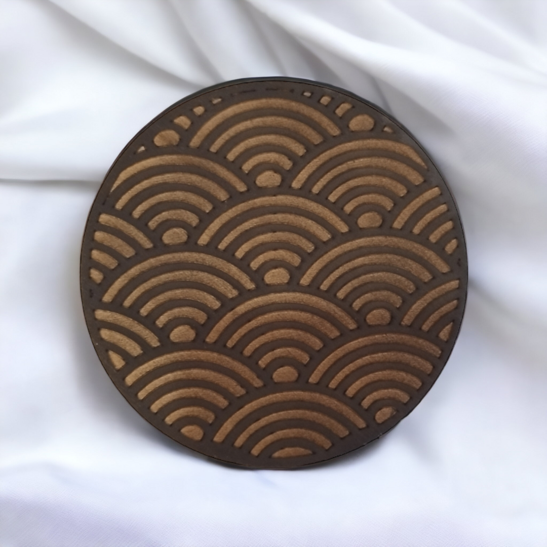 Set of 4 Black Geometric Wooden Coasters - Handmade Gift - Housewarming - Wood Kitchenware-2