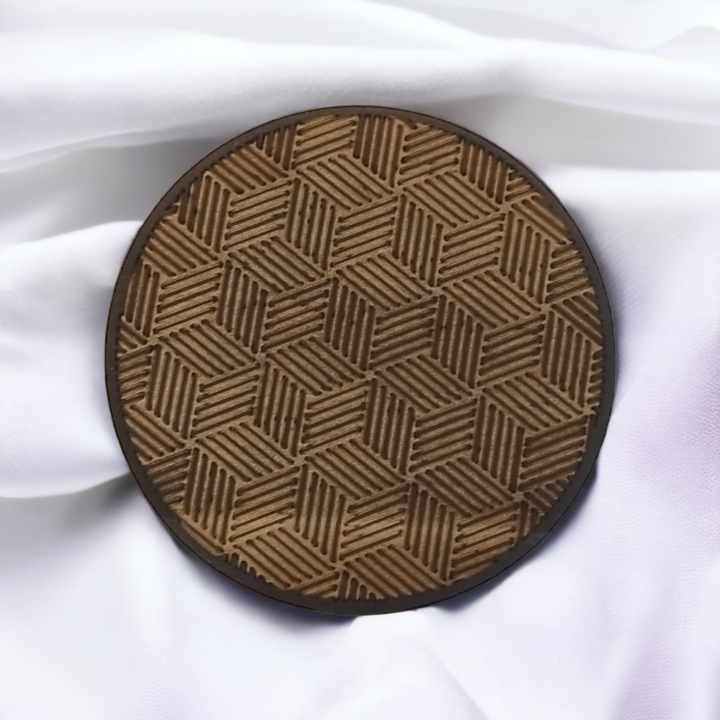 Set of 4 Black Geometric Wooden Coasters - Handmade Gift - Housewarming - Wood Kitchenware-5