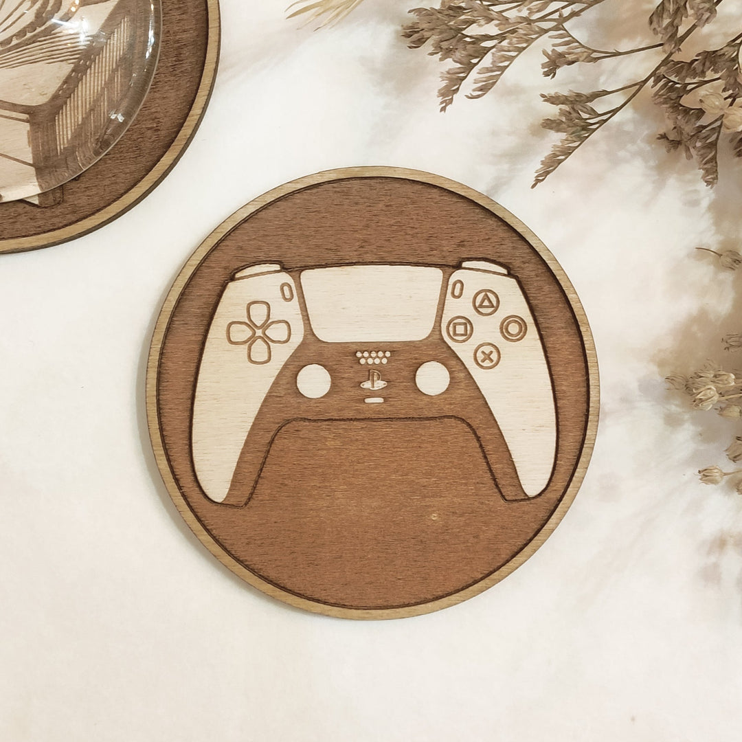 Set of 6 Videogames Controllers Wooden Coasters - Handmade Gift - Housewarming - Wood Kitchenware - Gamer-4