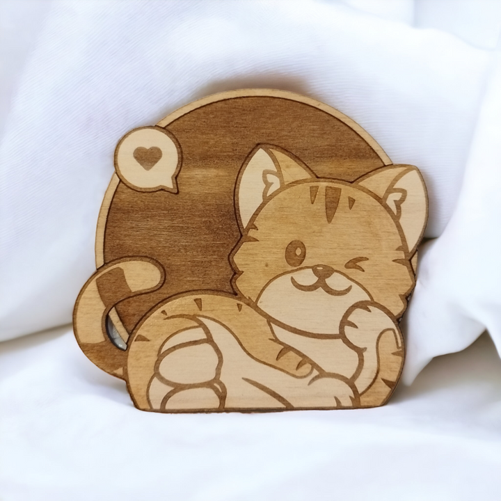 Set of 6 Cat Collection Wooden Coasters - Handmade Gift - Housewarming - Wood Kitchenware-2