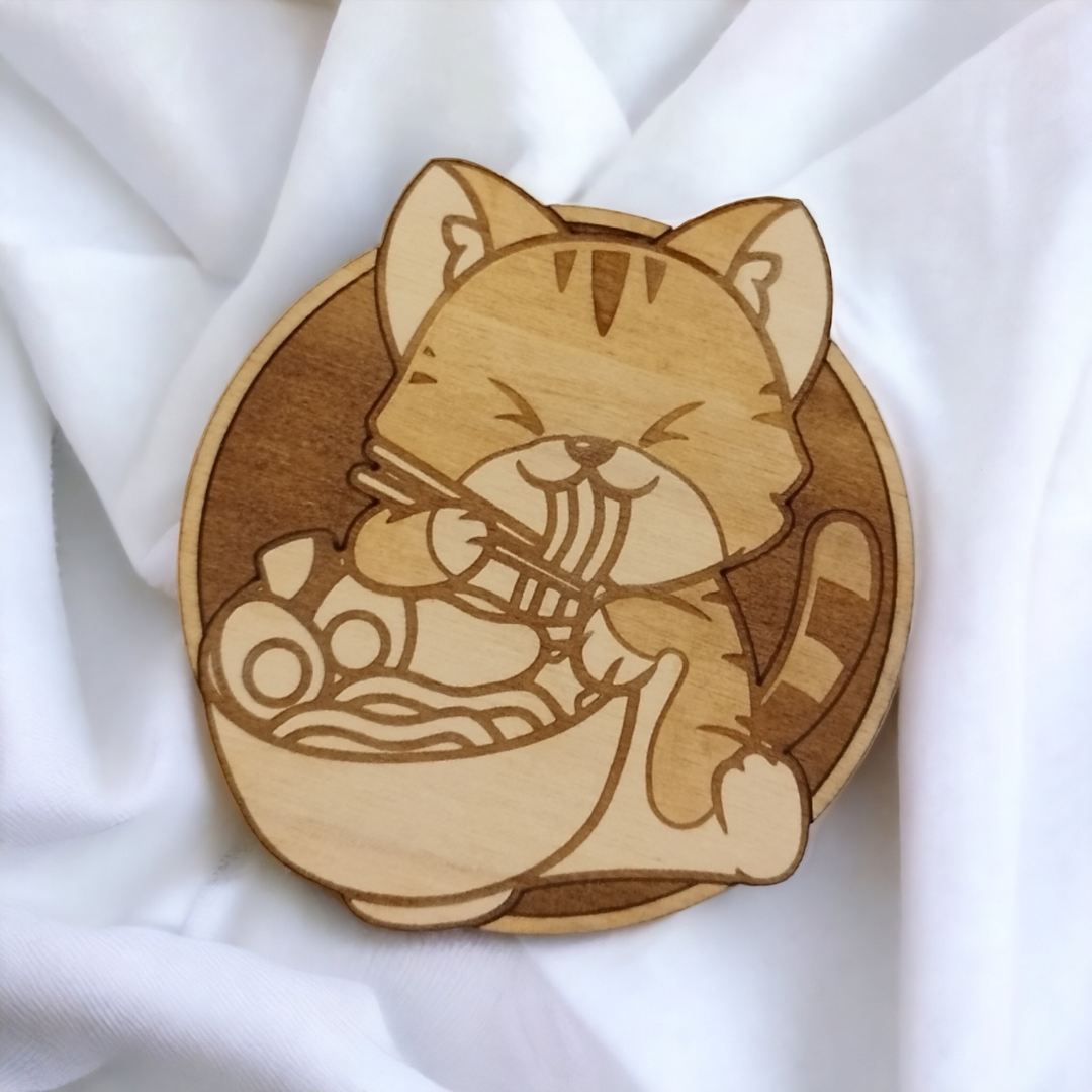 Set of 6 Cat Collection Wooden Coasters - Handmade Gift - Housewarming - Wood Kitchenware-4