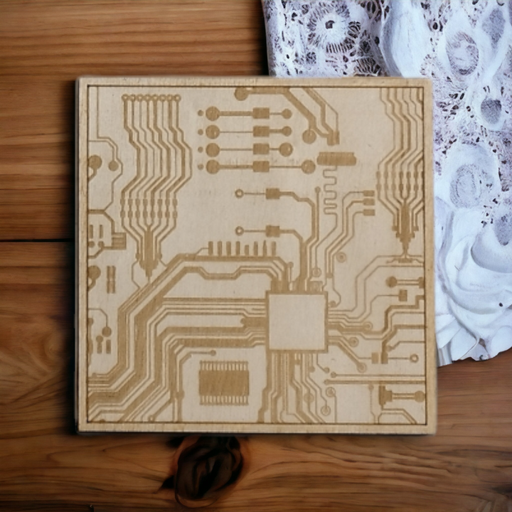 Circuit Board Wooden Coasters - Handmade Gift - Housewarming - Wood Kitchenware-2