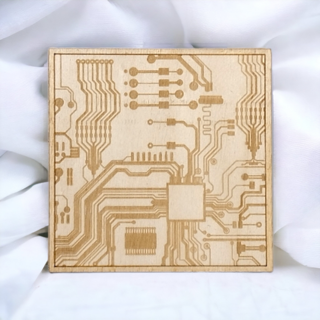 Circuit Board Wooden Coasters - Handmade Gift - Housewarming - Wood Kitchenware-0