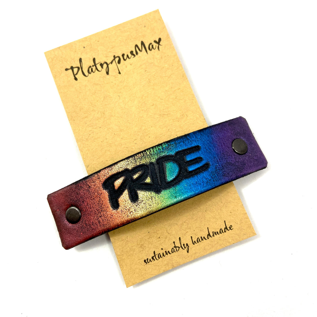 PRIDE One Word Caption for for LGBTQIA+ Diversity / Stamped Hair Clip Barrette-1